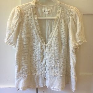 UPDATED - Anthropologie Ruffle, Cap-Sleeve, Button-up Top